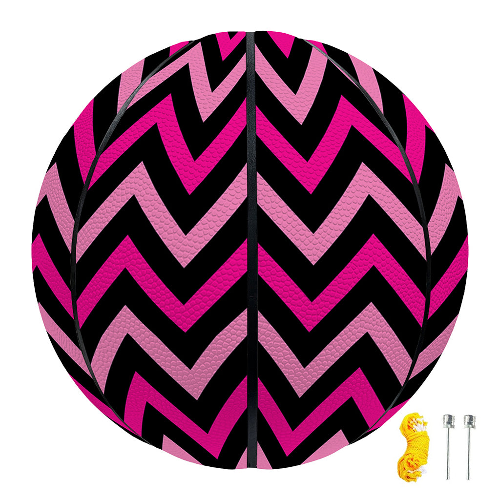 Hot Pink And Black Chevron Pattern Print Basketball
