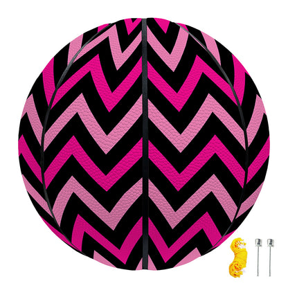 Hot Pink And Black Chevron Pattern Print Basketball