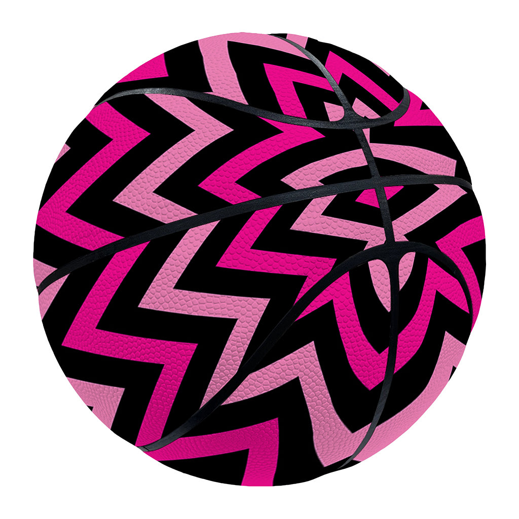 Hot Pink And Black Chevron Pattern Print Basketball