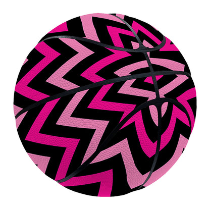 Hot Pink And Black Chevron Pattern Print Basketball