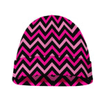 Hot Pink And Black Chevron Pattern Print Beanie