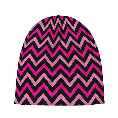 Hot Pink And Black Chevron Pattern Print Beanie