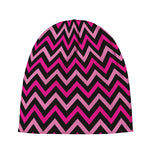 Hot Pink And Black Chevron Pattern Print Beanie