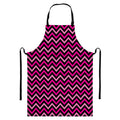 Hot Pink And Black Chevron Pattern Print Bib Apron With Pocket