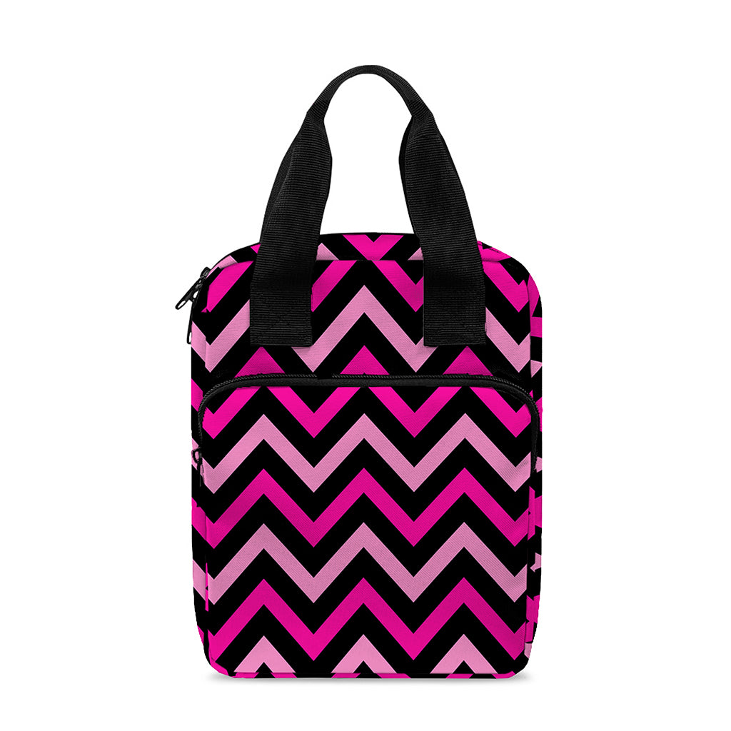 Hot Pink And Black Chevron Pattern Print Bible Tote Bag