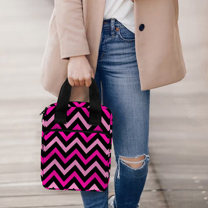 Hot Pink And Black Chevron Pattern Print Bible Tote Bag