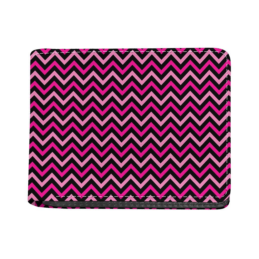 Hot Pink And Black Chevron Pattern Print Bifold Wallet