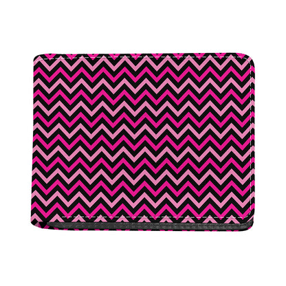 Hot Pink And Black Chevron Pattern Print Bifold Wallet