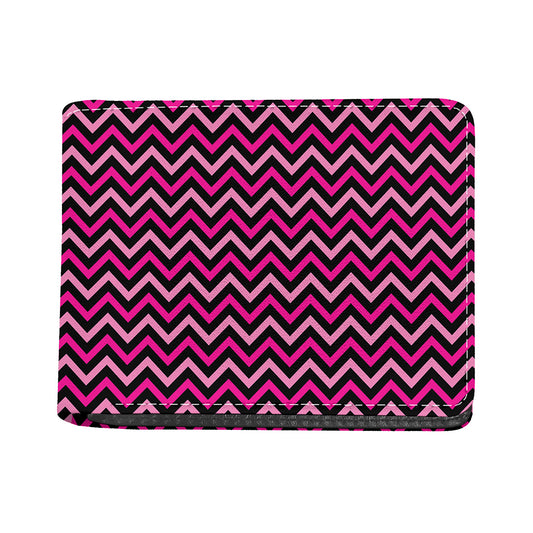 Hot Pink And Black Chevron Pattern Print Bifold Wallet