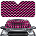 Hot Pink And Black Chevron Pattern Print Car Windshield Sun Shade