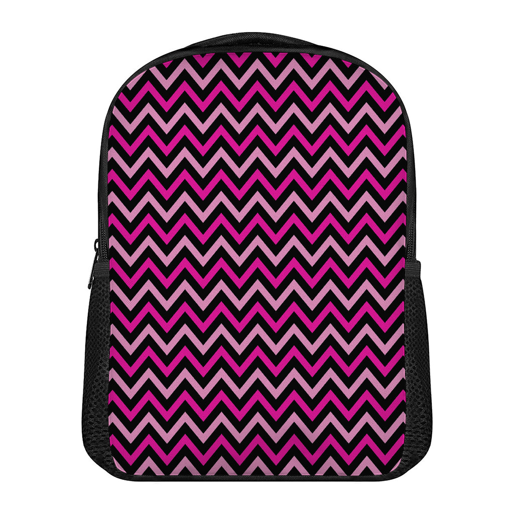 Hot Pink And Black Chevron Pattern Print Casual Backpack