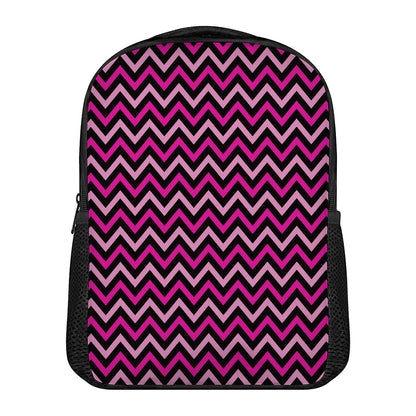 Hot Pink And Black Chevron Pattern Print Casual Backpack