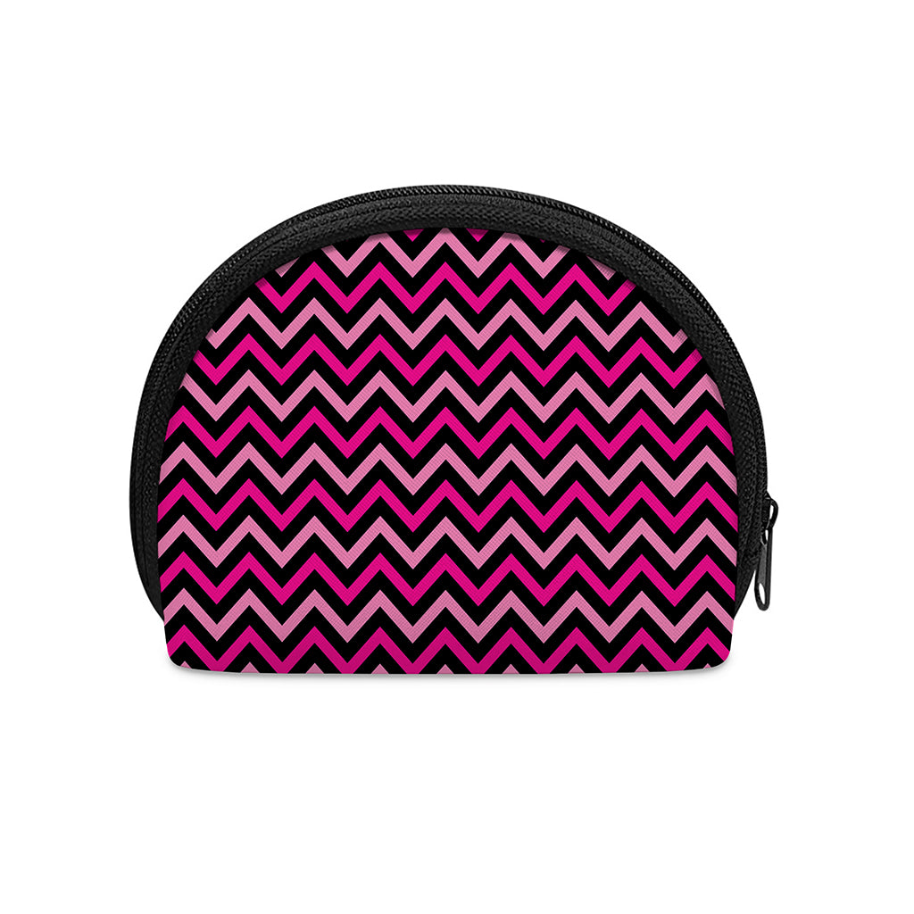 Hot Pink And Black Chevron Pattern Print Coin Purse