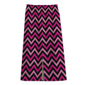 Hot Pink And Black Chevron Pattern Print Cotton Front Slit Maxi Skirt