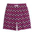 Hot Pink And Black Chevron Pattern Print Cotton Shorts