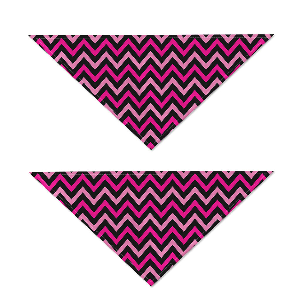 Hot Pink And Black Chevron Pattern Print Dog Bandana