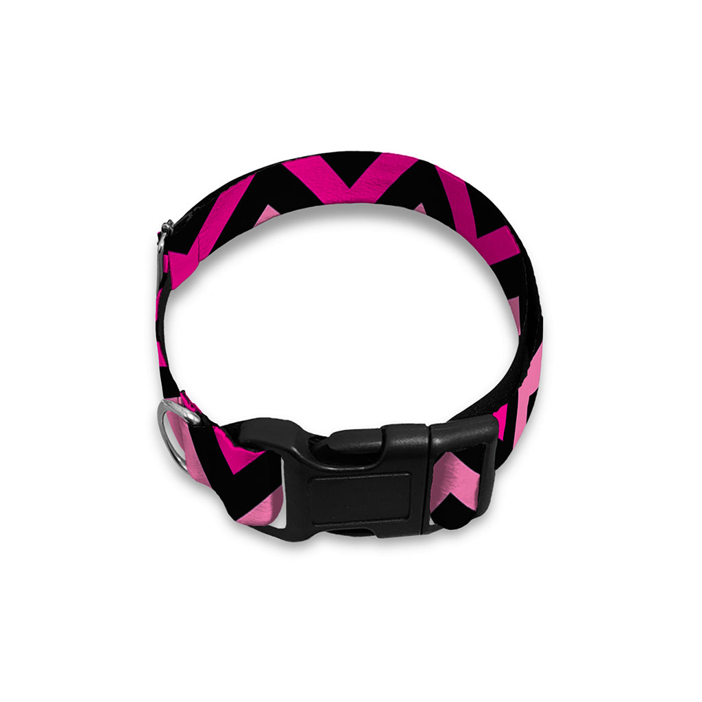 Hot Pink And Black Chevron Pattern Print Dog Collar