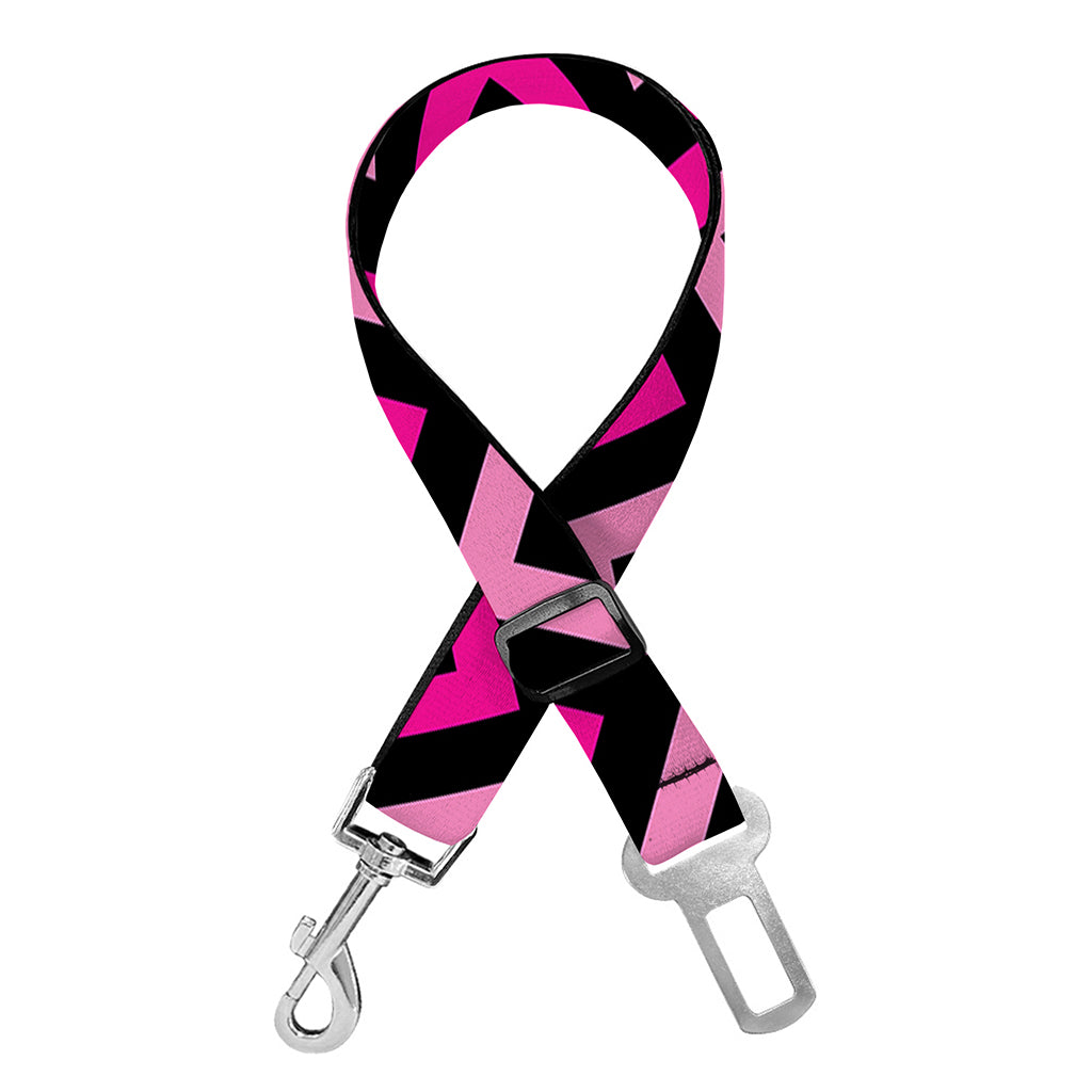Hot Pink And Black Chevron Pattern Print Dog Seat Belt