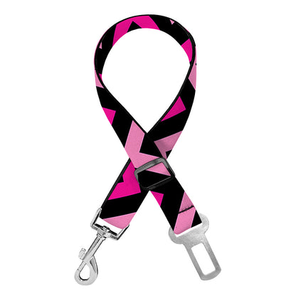Hot Pink And Black Chevron Pattern Print Dog Seat Belt