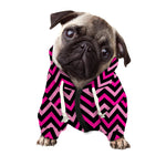 Hot Pink And Black Chevron Pattern Print Dog Zip Up Hoodie
