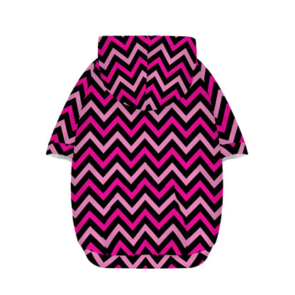 Hot Pink And Black Chevron Pattern Print Dog Zip Up Hoodie