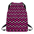 Hot Pink And Black Chevron Pattern Print Drawstring Backpack