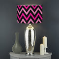 Hot Pink And Black Chevron Pattern Print Drum Lamp Shade