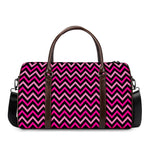 Hot Pink And Black Chevron Pattern Print Duffle Bag