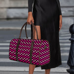 Hot Pink And Black Chevron Pattern Print Duffle Bag