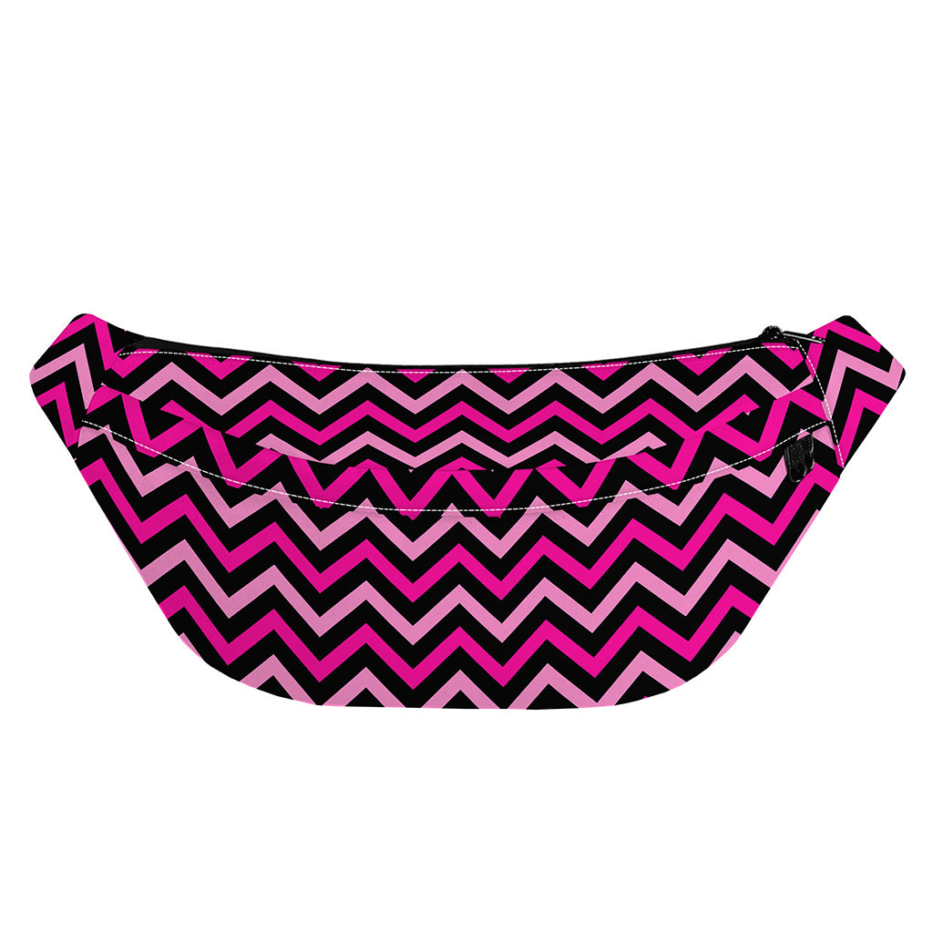 Hot Pink And Black Chevron Pattern Print Fanny Pack
