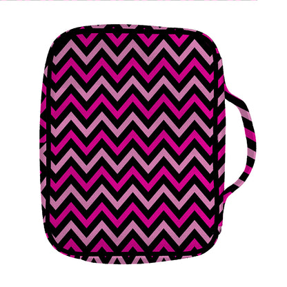 Hot Pink And Black Chevron Pattern Print Front Pocket Bible Bag