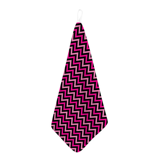 Hot Pink And Black Chevron Pattern Print Hand Towel