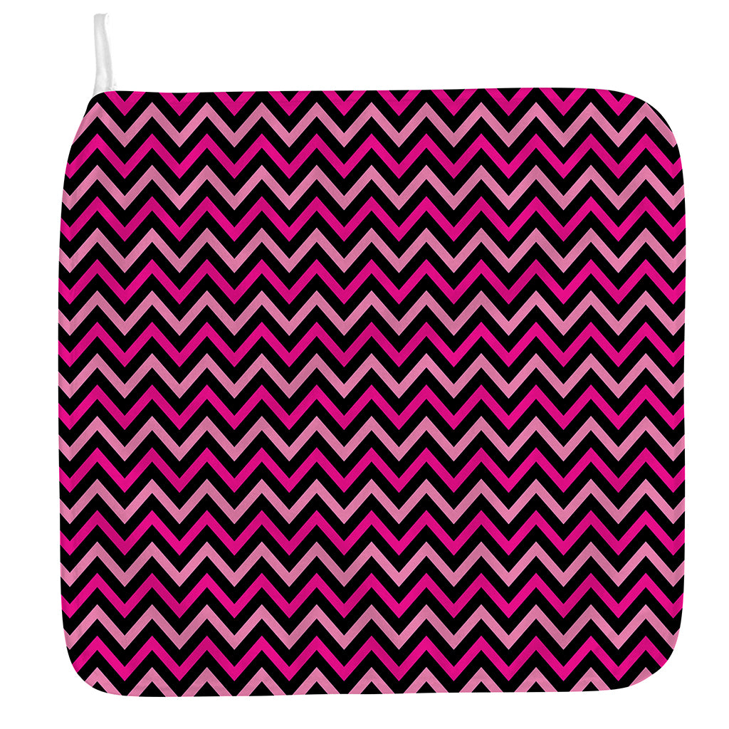 Hot Pink And Black Chevron Pattern Print Hand Towel