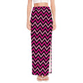Hot Pink And Black Chevron Pattern Print High Slit Maxi Skirt