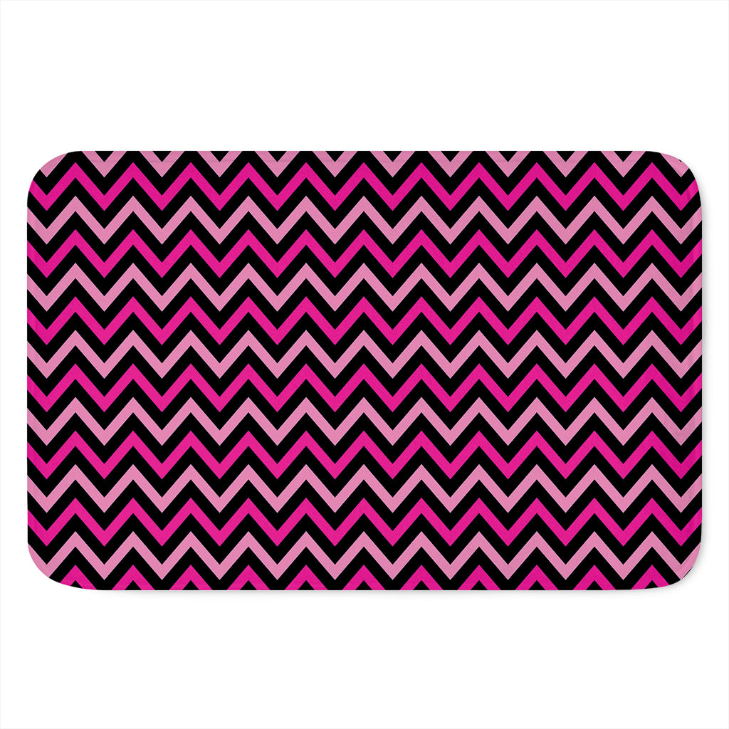 Hot Pink And Black Chevron Pattern Print Indoor Door Mat