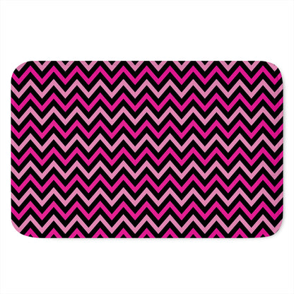 Hot Pink And Black Chevron Pattern Print Indoor Door Mat