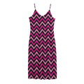 Hot Pink And Black Chevron Pattern Print Jersey Midi Cami Dress