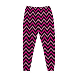 Hot Pink And Black Chevron Pattern Print Jogger Pants