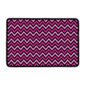 Hot Pink And Black Chevron Pattern Print Kitchen Mat
