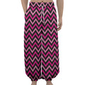 Hot Pink And Black Chevron Pattern Print Lantern Pants