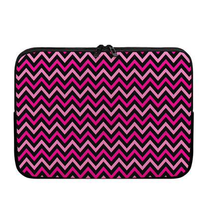 Hot Pink And Black Chevron Pattern Print Laptop Sleeve