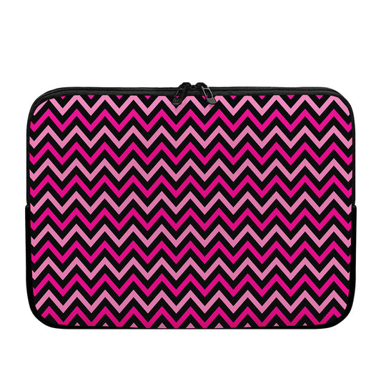 Hot Pink And Black Chevron Pattern Print Laptop Sleeve