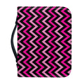 Hot Pink And Black Chevron Pattern Print Leather Bible Cover