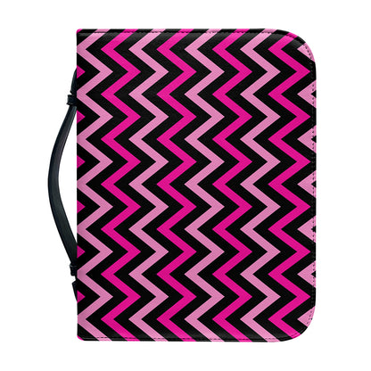 Hot Pink And Black Chevron Pattern Print Leather Bible Cover