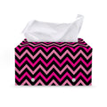 Hot Pink And Black Chevron Pattern Print Leather Tissue Box Cover