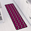 Hot Pink And Black Chevron Pattern Print Long Kitchen Mat