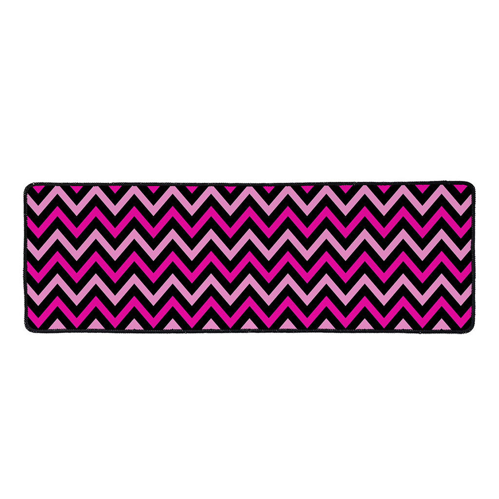 Hot Pink And Black Chevron Pattern Print Long Kitchen Mat