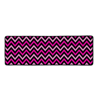 Hot Pink And Black Chevron Pattern Print Long Kitchen Mat