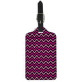 Hot Pink And Black Chevron Pattern Print Luggage Tag