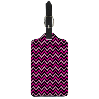 Hot Pink And Black Chevron Pattern Print Luggage Tag